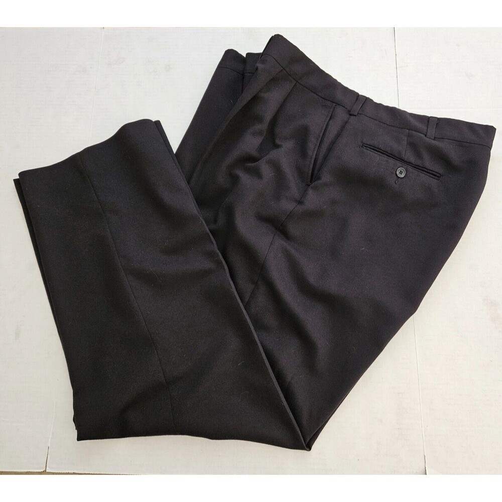 Flexslax Dress Pants Mens 40x30 Black Full Fit Pleated Front